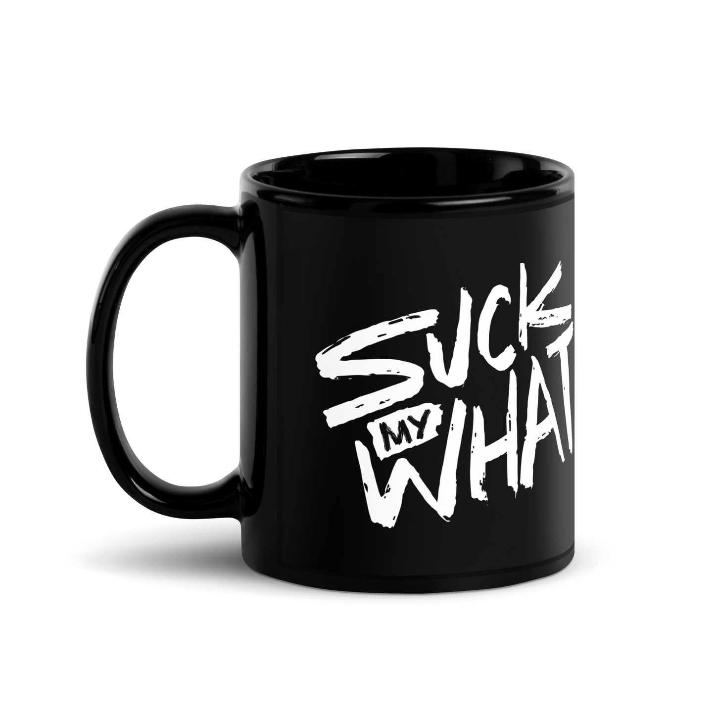 Suck My What? Swipe Right Black Glossy Mug
