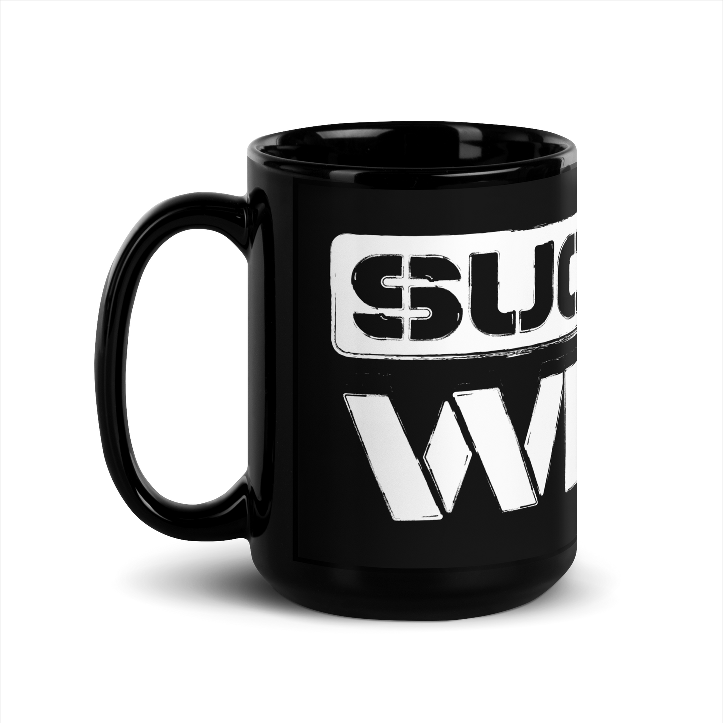 Suck My What? Stencil Black Glossy Mug