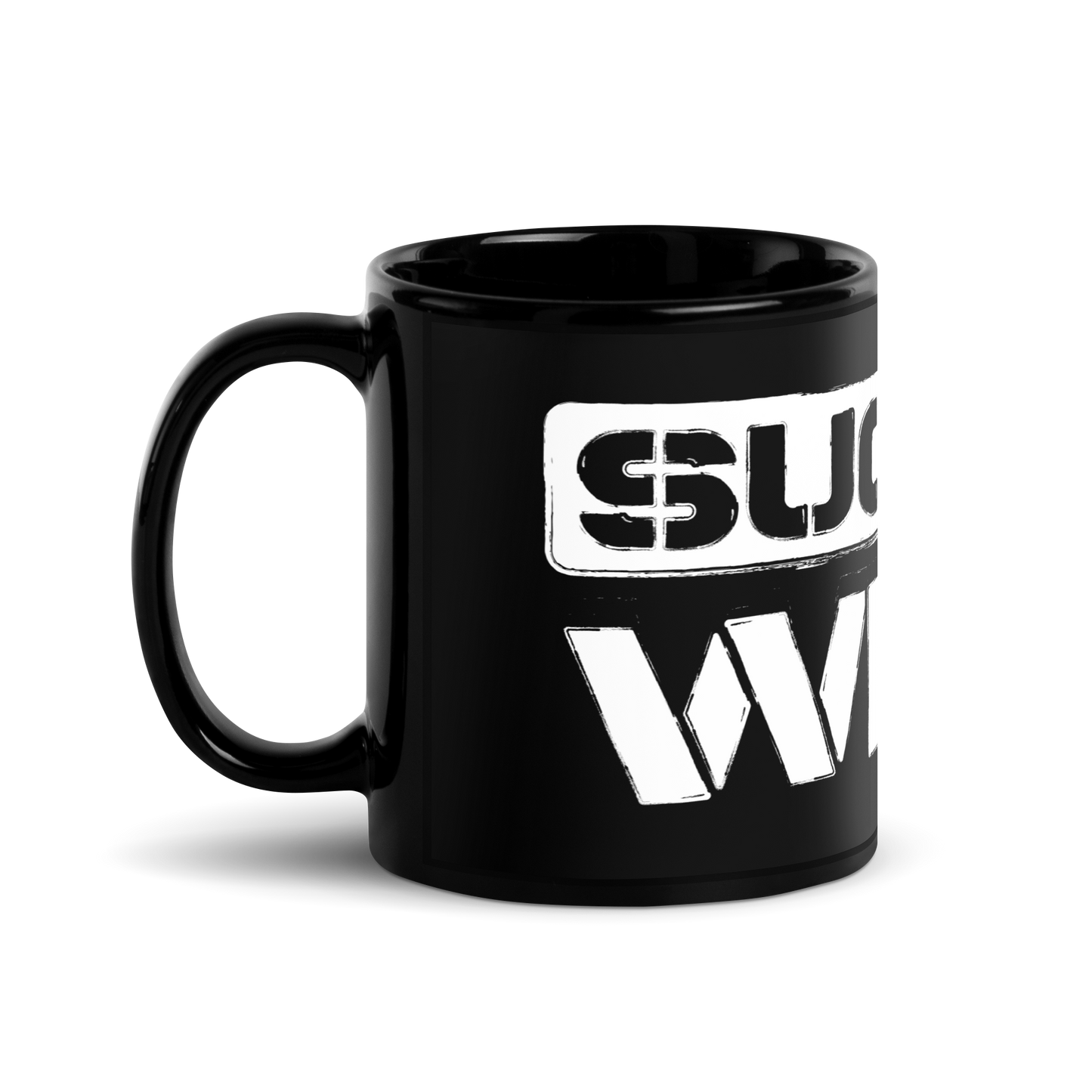 Suck My What? Stencil Black Glossy Mug